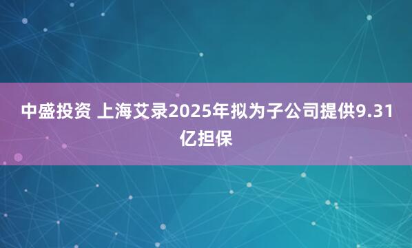 中盛投资 上海艾录2025年拟为子公司提供9.31亿担保